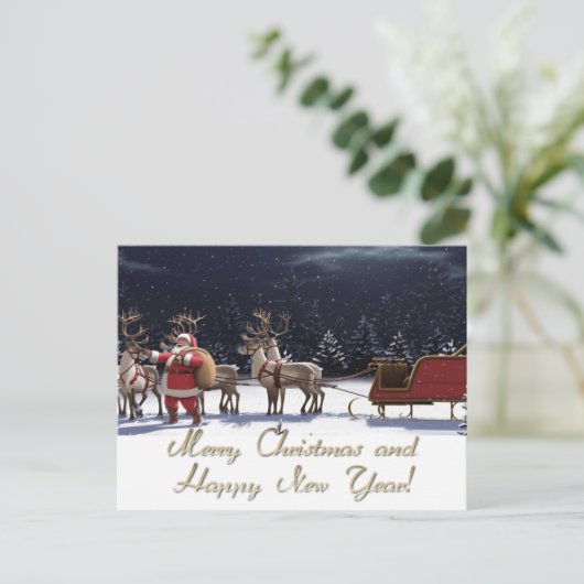 Vrolijk kerstfeest en gelukkig nieuwjaar briefkaart (Staand voorkant)