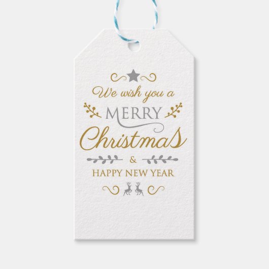 Vrolijk kerstfeest en gelukkig nieuwjaar cadeaulabel (Voorkant)