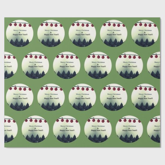 Vrolijk kerstfeest en gelukkig nieuwjaar cadeaupapier (Vlak)