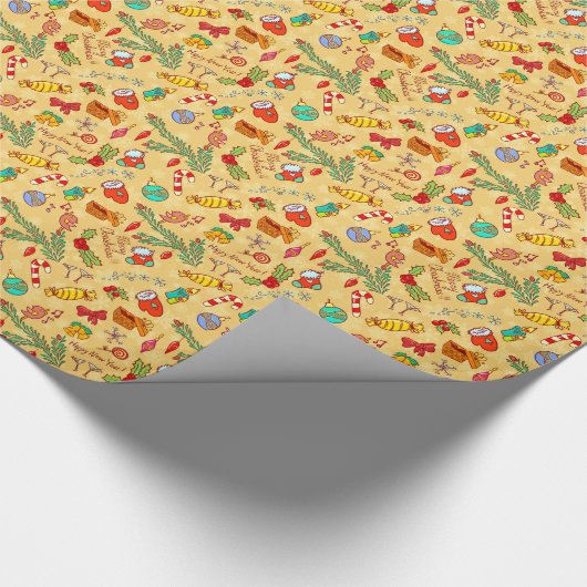 Vrolijk kerstfeest en gelukkig nieuwjaar cadeaupapier (Hoek)