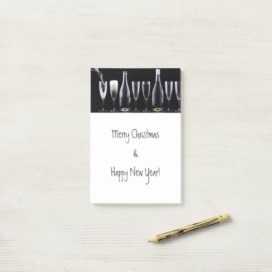 Vrolijk kerstfeest en gelukkig nieuwjaar, Champagn Post-it® Notes (Op bureau)