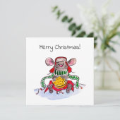Vrolijk Kerstfeest en Gelukkig Nieuwjaar Cheese Mo Feestdagenkaart (Staand voorkant)