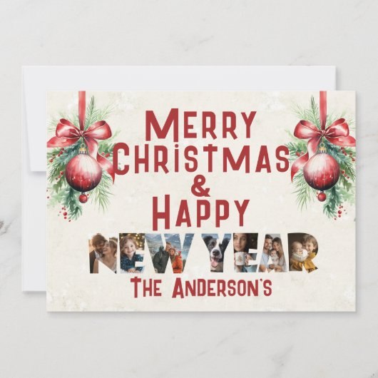 Vrolijk kerstfeest en gelukkig nieuwjaar collage f feestdagenkaart (Voorkant)