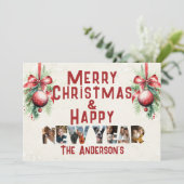 Vrolijk kerstfeest en gelukkig nieuwjaar collage f feestdagenkaart (Staand voorkant)