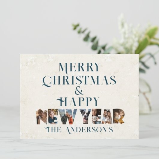 Vrolijk kerstfeest en gelukkig nieuwjaar collage f feestdagenkaart (Staand voorkant)