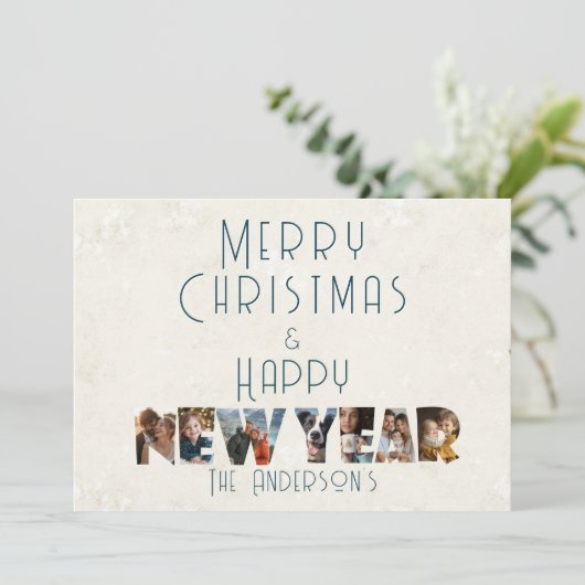 Vrolijk kerstfeest en gelukkig nieuwjaar collage f feestdagenkaart (Staand voorkant)