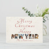 Vrolijk kerstfeest en gelukkig nieuwjaar collage f feestdagenkaart (Staand voorkant)