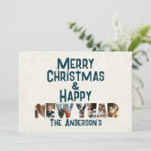 Vrolijk kerstfeest en gelukkig nieuwjaar collage f feestdagenkaart (Staand voorkant)