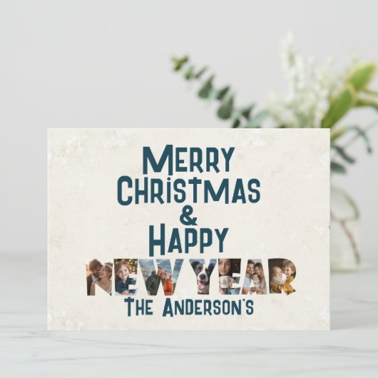 Vrolijk kerstfeest en gelukkig nieuwjaar collage f feestdagenkaart (Staand voorkant)