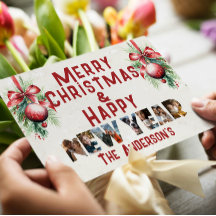 Vrolijk kerstfeest en gelukkig nieuwjaar collage f