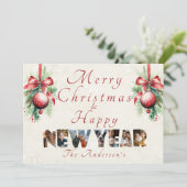 Vrolijk kerstfeest en gelukkig nieuwjaar collage f feestdagenkaart (Staand voorkant)