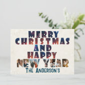 Vrolijk Kerstfeest en Gelukkig Nieuwjaar Collage Feestdagenkaart (Staand voorkant)
