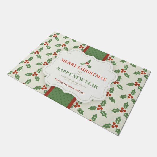Vrolijk kerstfeest en gelukkig nieuwjaar deurmat (Schuin)
