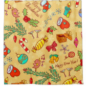 Vrolijk kerstfeest en gelukkig nieuwjaar douchegordijn (Voorkant)