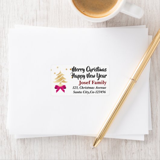 Vrolijk kerstfeest en gelukkig nieuwjaar etiket (Insitu)