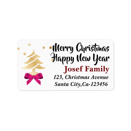 Vrolijk kerstfeest en gelukkig nieuwjaar etiket (Voorkant)