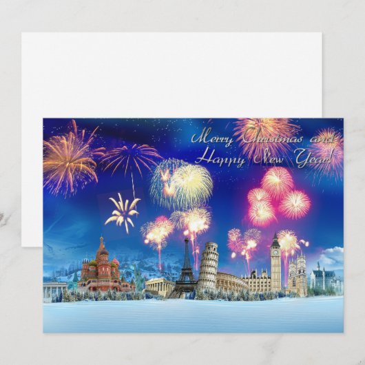 vrolijk kerstfeest en gelukkig nieuwjaar feestdagenkaart (Voorkant / Achterkant)