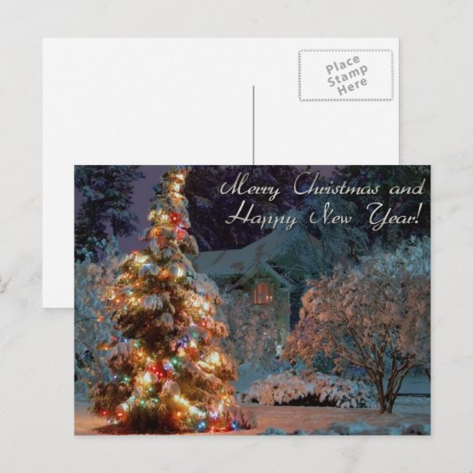 vrolijk kerstfeest en gelukkig nieuwjaar feestdagenkaart (Voorkant / Achterkant)