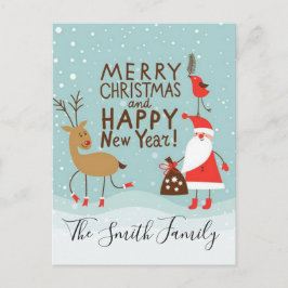 Vrolijk kerstfeest en gelukkig nieuwjaar feestdagenkaart