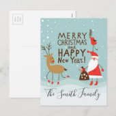 Vrolijk kerstfeest en gelukkig nieuwjaar feestdagenkaart (Voorkant / Achterkant)