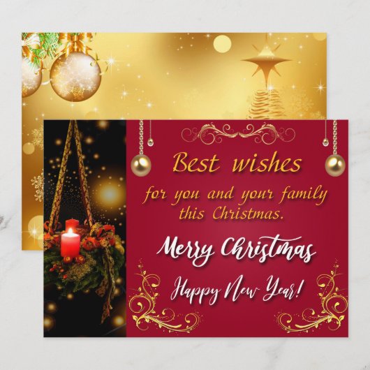 Vrolijk kerstfeest en gelukkig nieuwjaar feestdagenkaart (Voorkant / Achterkant)