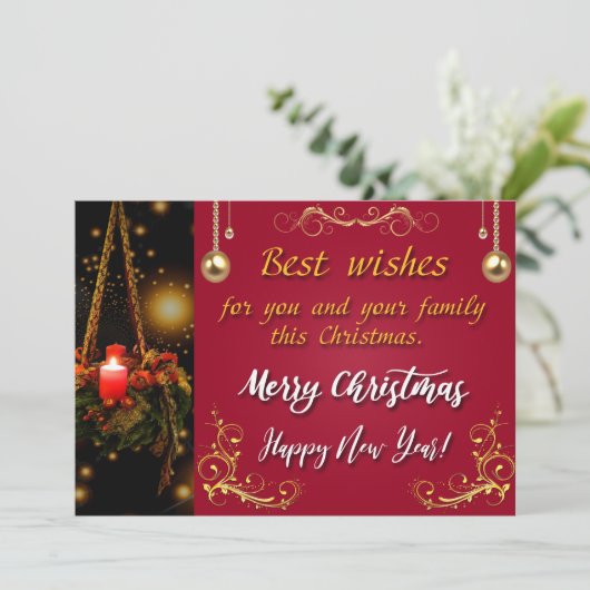 Vrolijk kerstfeest en gelukkig nieuwjaar feestdagenkaart (Staand voorkant)