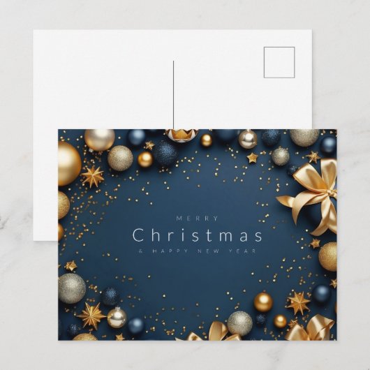 Vrolijk kerstfeest en gelukkig nieuwjaar feestdagenkaart (Voorkant / Achterkant)