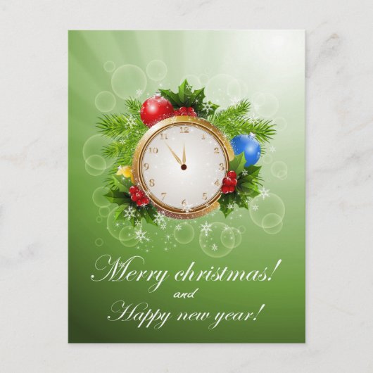 Vrolijk kerstfeest en gelukkig nieuwjaar feestdagenkaart (Voorkant)