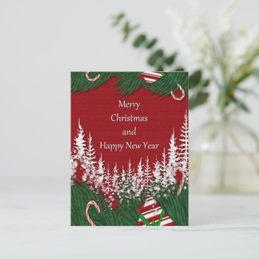 Vrolijk kerstfeest en gelukkig nieuwjaar feestdagenkaart (Staand voorkant)