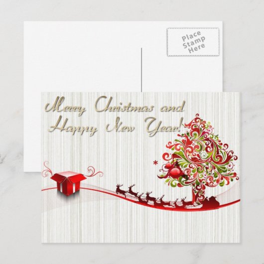 vrolijk kerstfeest en gelukkig nieuwjaar feestdagenkaart (Voorkant / Achterkant)