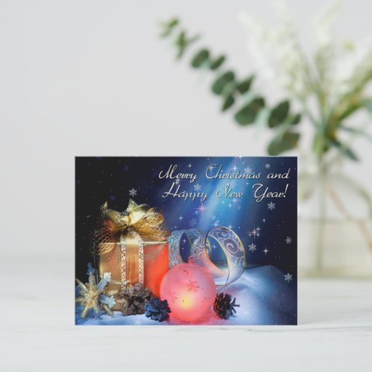 vrolijk kerstfeest en gelukkig nieuwjaar feestdagenkaart (Staand voorkant)