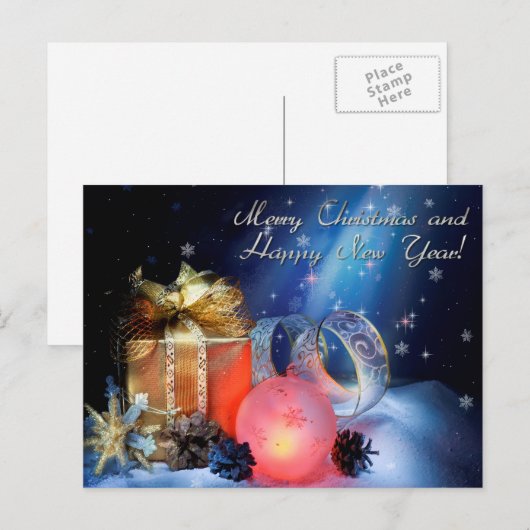 vrolijk kerstfeest en gelukkig nieuwjaar feestdagenkaart (Voorkant / Achterkant)