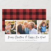 Vrolijk kerstfeest en gelukkig nieuwjaar fotocolla feestdagenkaart (Voorkant / Achterkant)