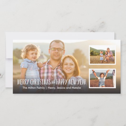 Vrolijk kerstfeest en gelukkig nieuwjaar Full 3 Ph Feestdagenkaart (Voorkant)