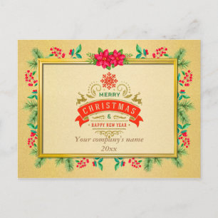 Vrolijk Kerstfeest en Gelukkig Nieuwjaar Goud Lijs Briefkaart