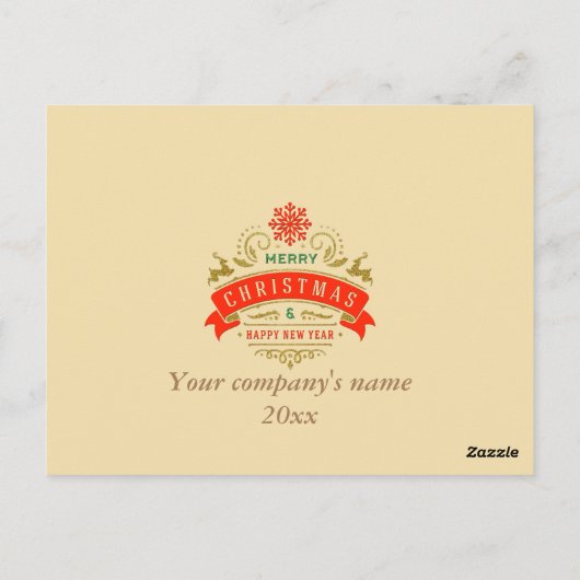 Vrolijk Kerstfeest en Gelukkig Nieuwjaar Goud Lijs Briefkaart (Achterkant)