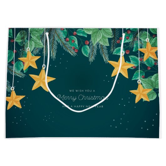 Vrolijk kerstfeest en gelukkig nieuwjaar groot cadeauzakje (Voorkant)