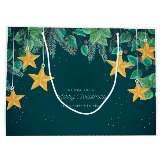 Vrolijk kerstfeest en gelukkig nieuwjaar groot cadeauzakje (Achterkant)