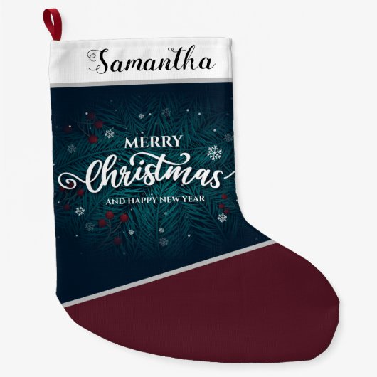 Vrolijk kerstfeest en gelukkig nieuwjaar grote kerstsok (Voorkant)