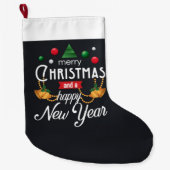 Vrolijk kerstfeest en gelukkig nieuwjaar grote kerstsok (Voorkant)