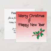 Vrolijk Kerstfeest en Gelukkig Nieuwjaar Holly Kaart (Voorkant / Achterkant)