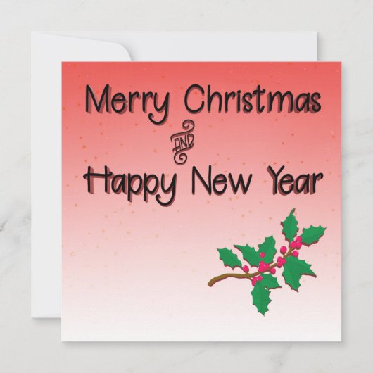 Vrolijk Kerstfeest en Gelukkig Nieuwjaar Holly Kaart (Voorkant)