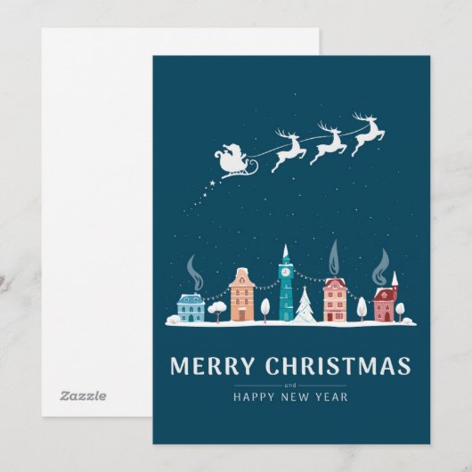 Vrolijk kerstfeest en gelukkig nieuwjaar in de sta feestdagenkaart (Voorkant / Achterkant)