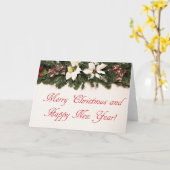 Vrolijk kerstfeest en gelukkig nieuwjaar kaart (Gele Bloem)