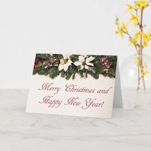 Vrolijk kerstfeest en gelukkig nieuwjaar kaart (Gele Bloem)