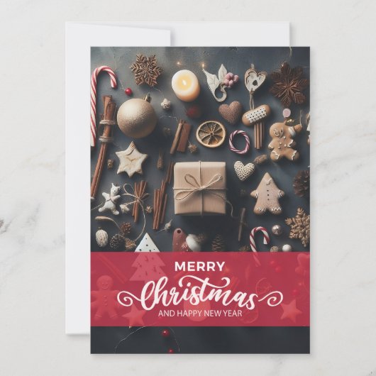 Vrolijk kerstfeest en gelukkig nieuwjaar kaart (Voorkant)