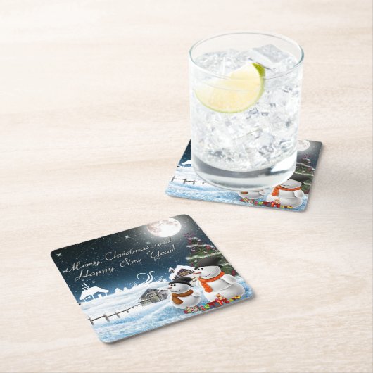 vrolijk kerstfeest en gelukkig nieuwjaar kartonnen onderzetters (Insitu)