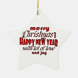 Vrolijk kerstfeest en gelukkig nieuwjaar keramisch ornament