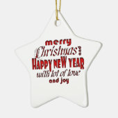 Vrolijk kerstfeest en gelukkig nieuwjaar keramisch ornament (Links)
