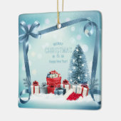 Vrolijk kerstfeest en gelukkig nieuwjaar keramisch ornament (Links)